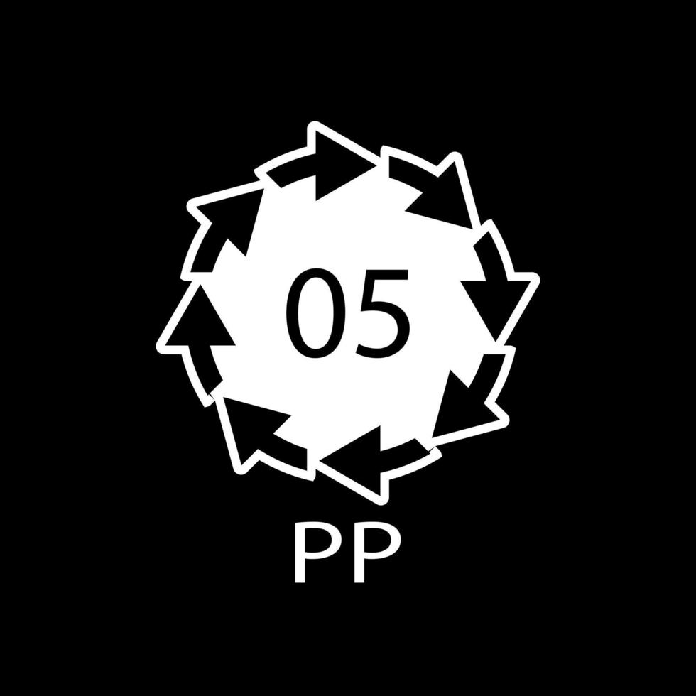 Plastic recycle symbol PP 5 vector icon.