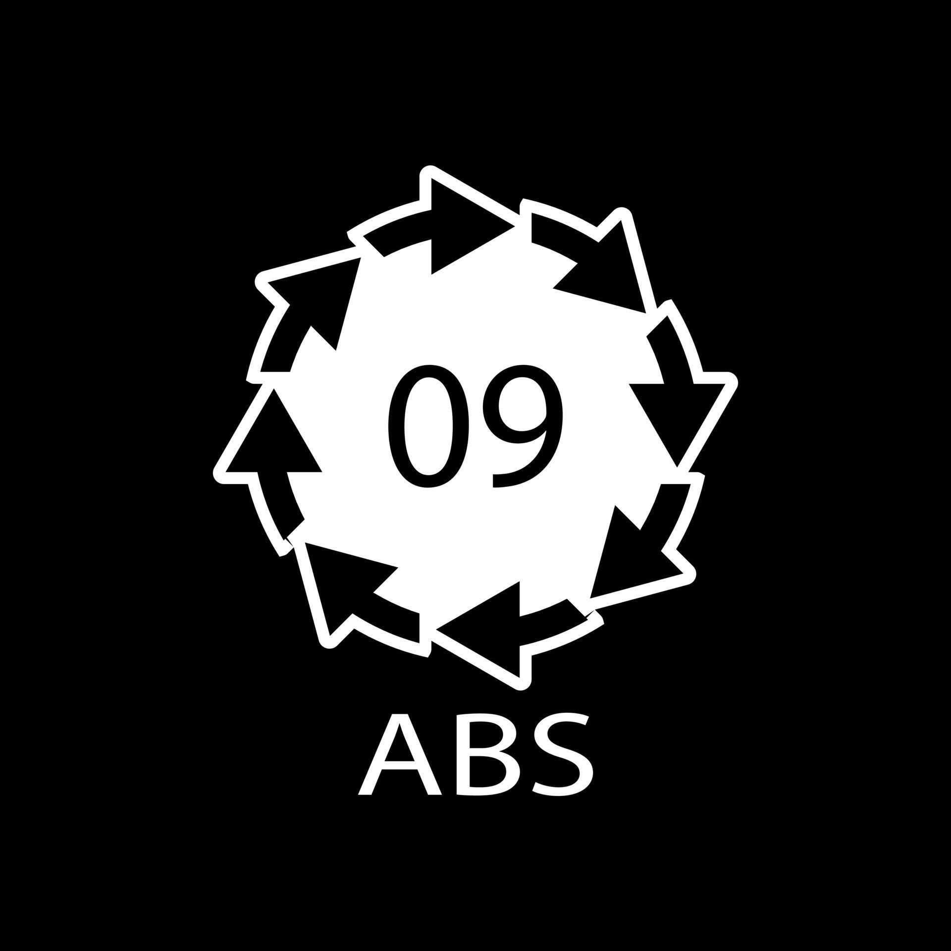 Plastic recycle symbol ABS 9 vector icon. Plastic recycling code ABS 09