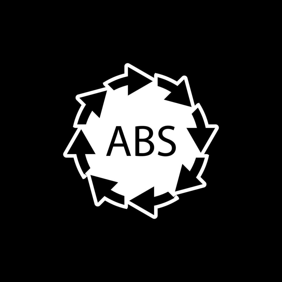 símbolo de reciclaje de plástico abs 9 icono de vector. código de reciclaje de plástico abs. vector