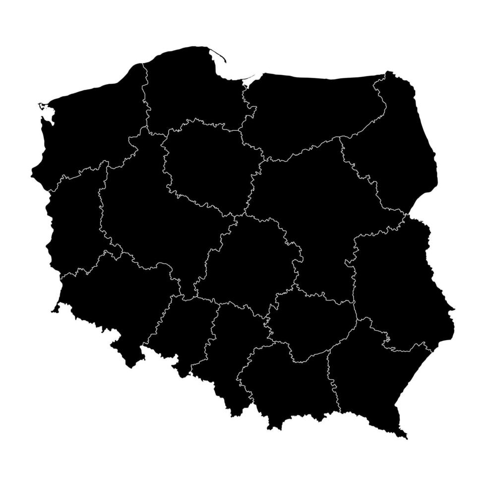 Polonia mapa con provincias vector ilustración.