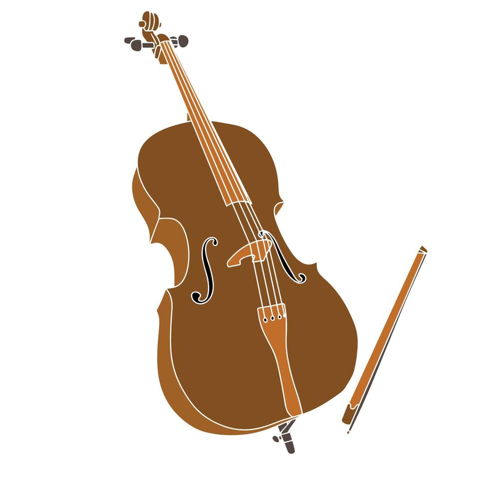 Violin isolated on white background. Musical instrument without outline. vector