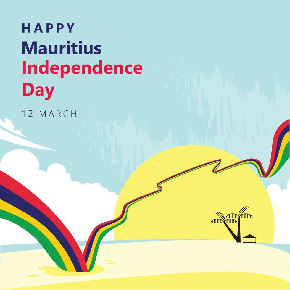 Mauricio bandera concepto terminado playa escenario. vector ilustración para Mauricio independencia celebracion. Mauricio nacional día vector Arte.
