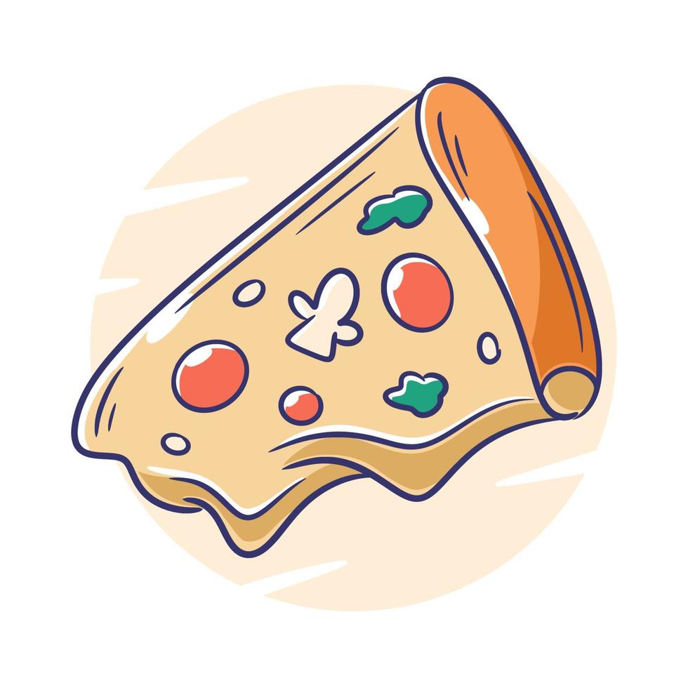 Pizza rebanada Derretido dibujos animados diseño vector