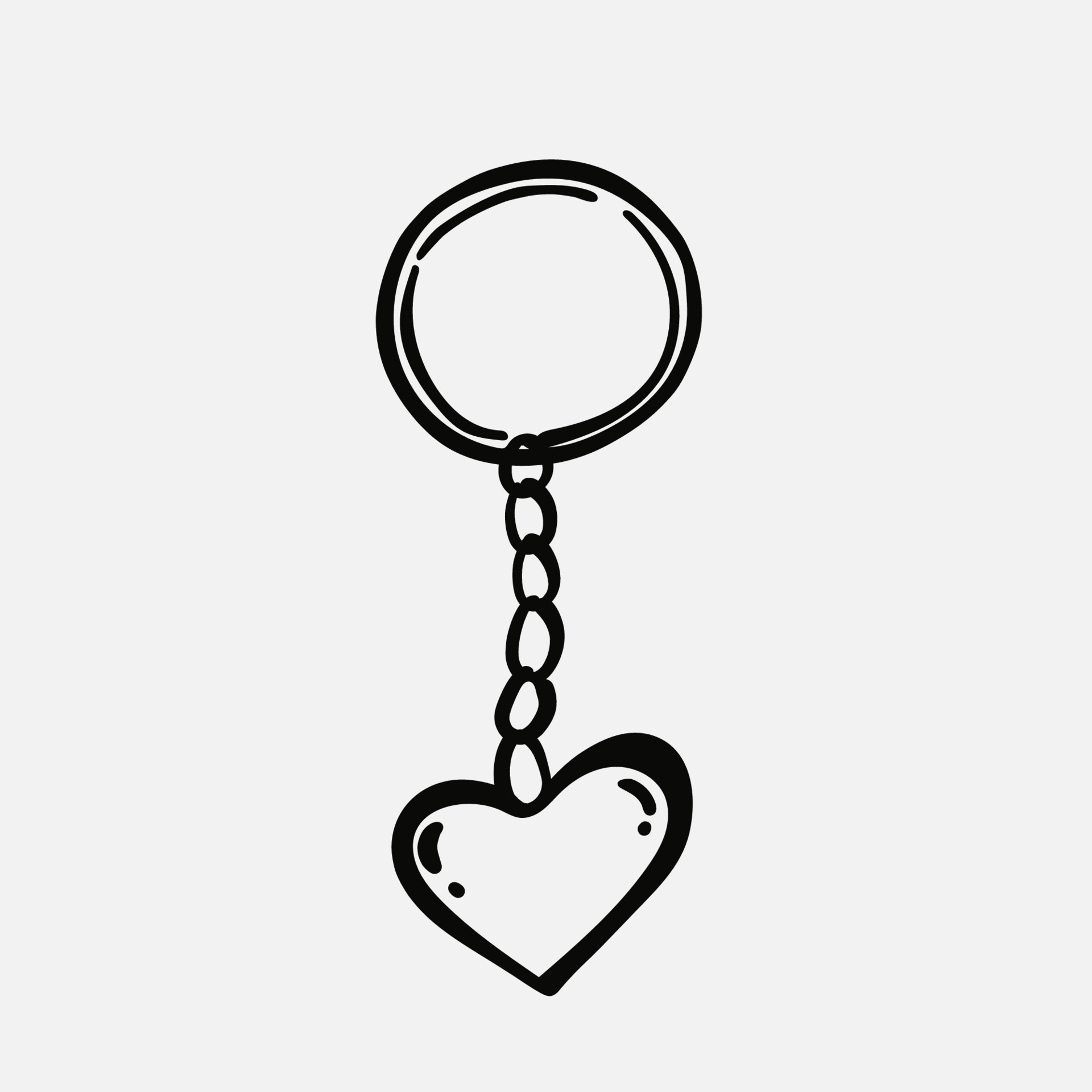 heart keychain design over white doodle black white, 22357559 Vector