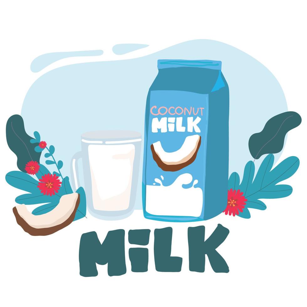 Coconut milk bottle icon cartoon vector. Vegetable milk. Vegetarian drink. vector