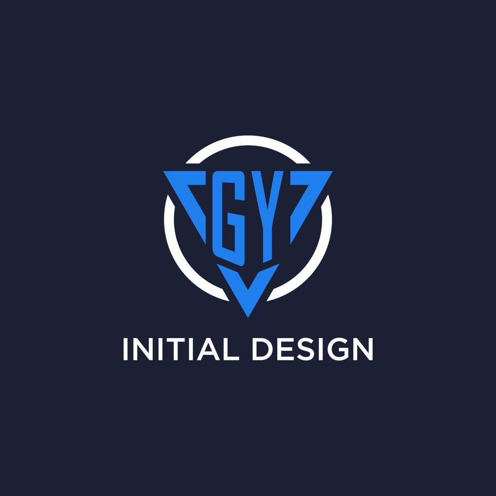 GY monogram logo with triangle shape and circle design elements vector