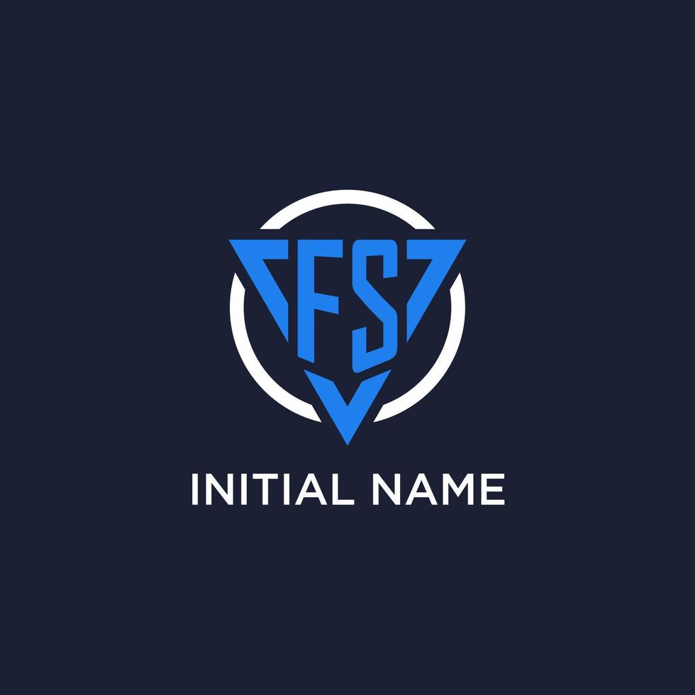 FS monogram logo with triangle shape and circle design elements vector