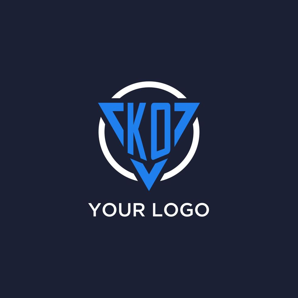 KO monogram logo with triangle shape and circle design elements vector