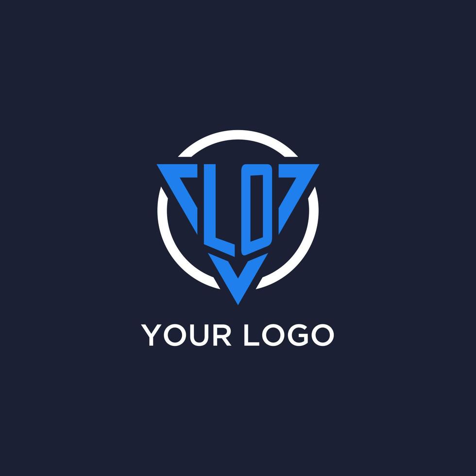 LO monogram logo with triangle shape and circle design elements vector