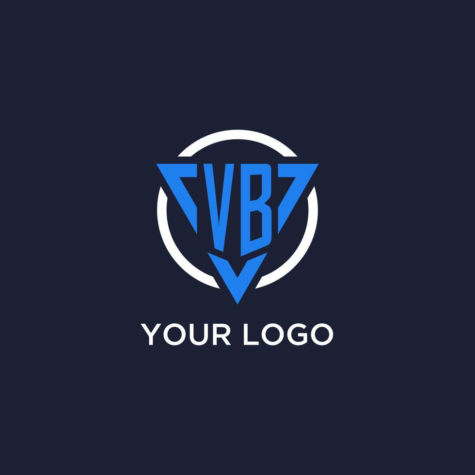 VB monogram logo with triangle shape and circle design elements vector