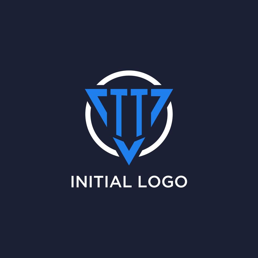 TT monogram logo with triangle shape and circle design elements vector