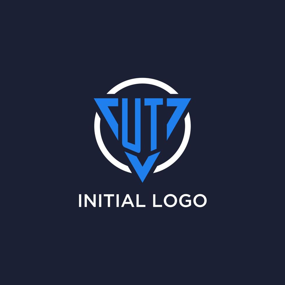 UT monogram logo with triangle shape and circle design elements vector