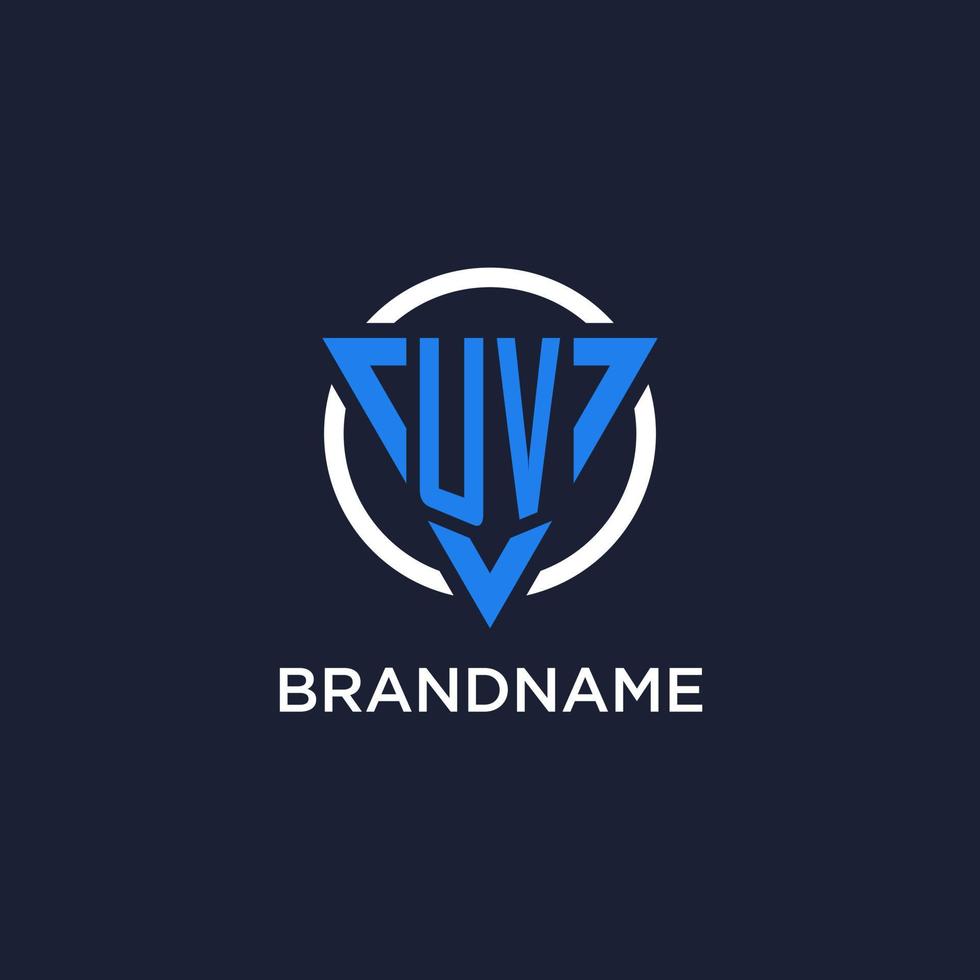 UV monogram logo with triangle shape and circle design elements vector