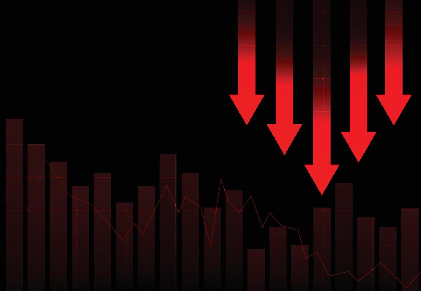 Stock market exchange loss trading graph analysis investment for business. finance graph or loss global. Arrow down. Vector illustration