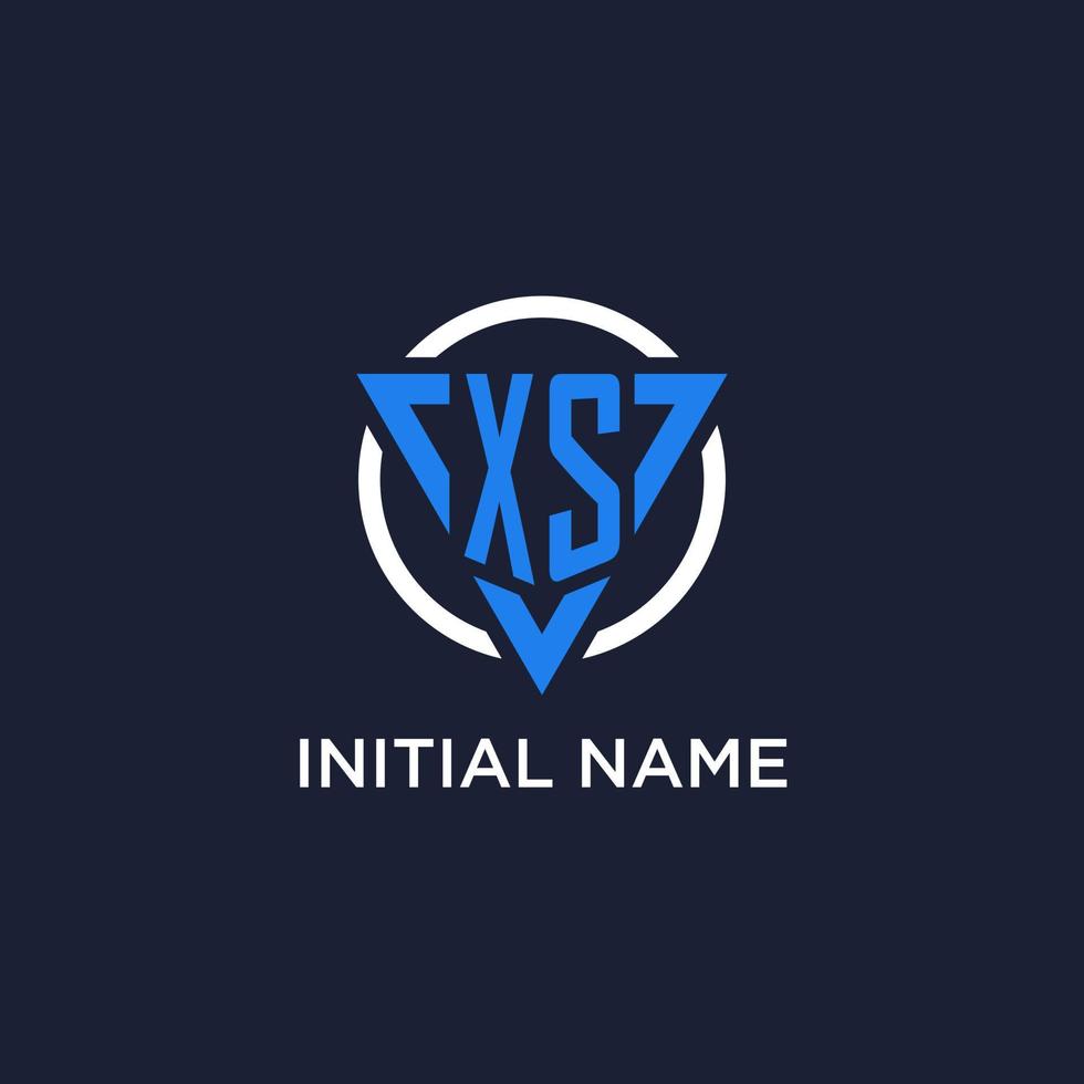 XS monogram logo with triangle shape and circle design elements vector