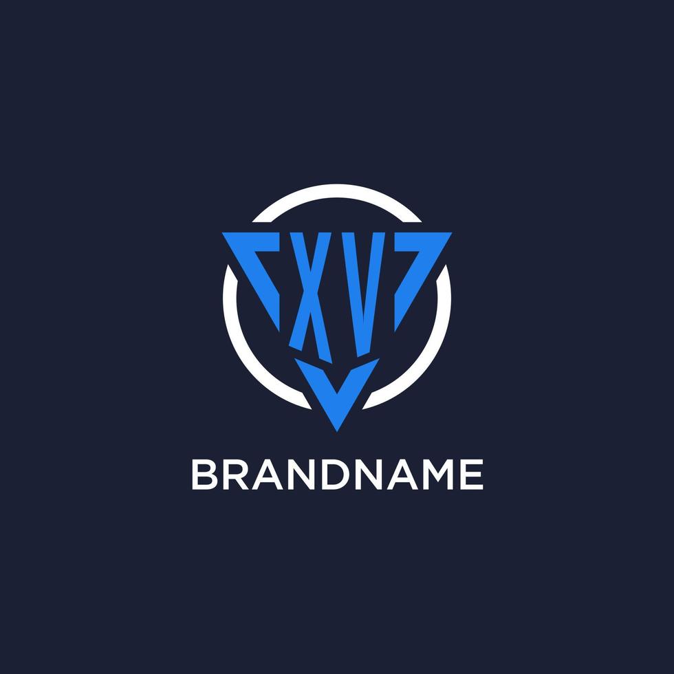 XV monogram logo with triangle shape and circle design elements vector