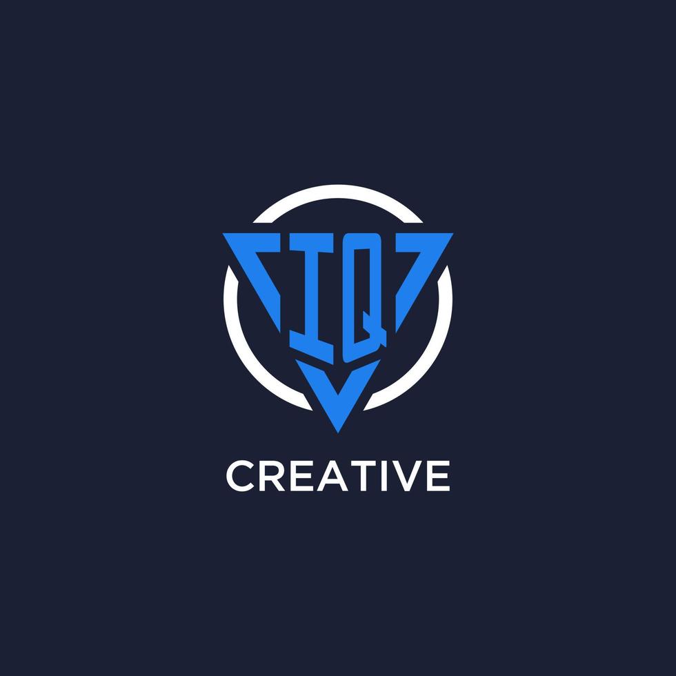 IQ monogram logo with triangle shape and circle design elements vector
