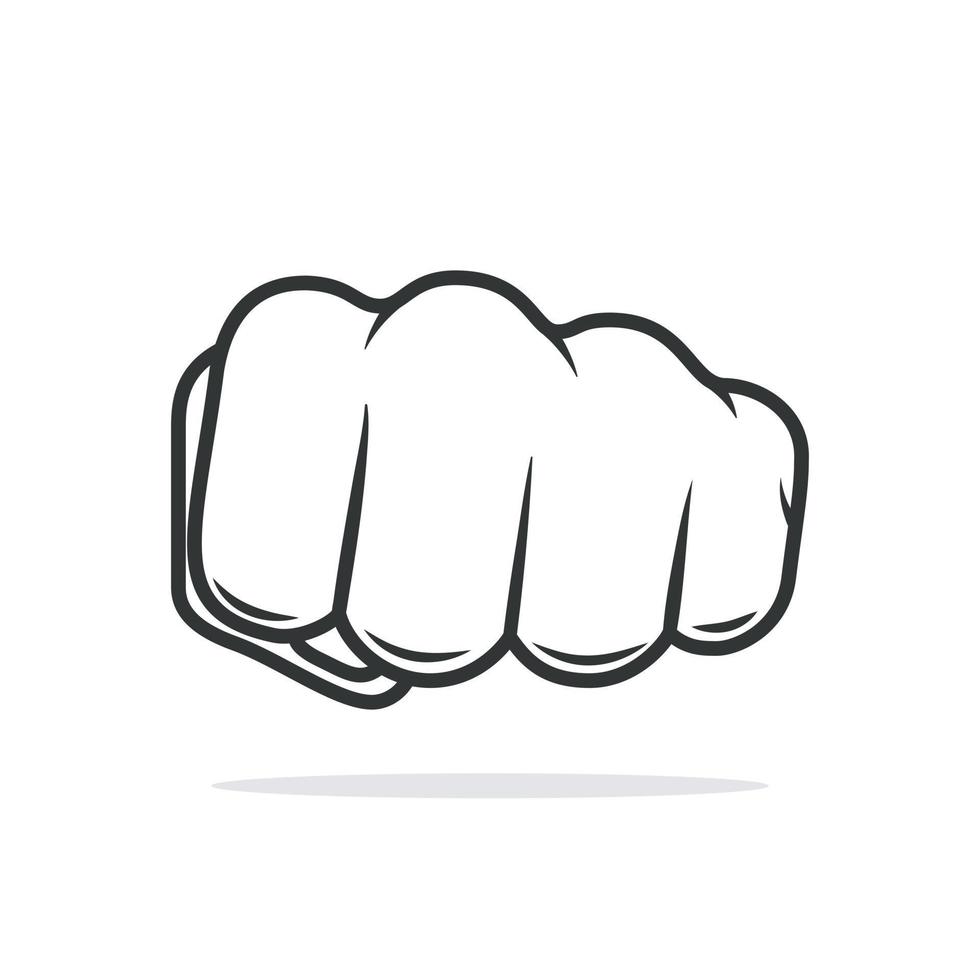 Silhouette of a fist close up. The hand clenched into a fist is depicted on a white background. Vector illustration