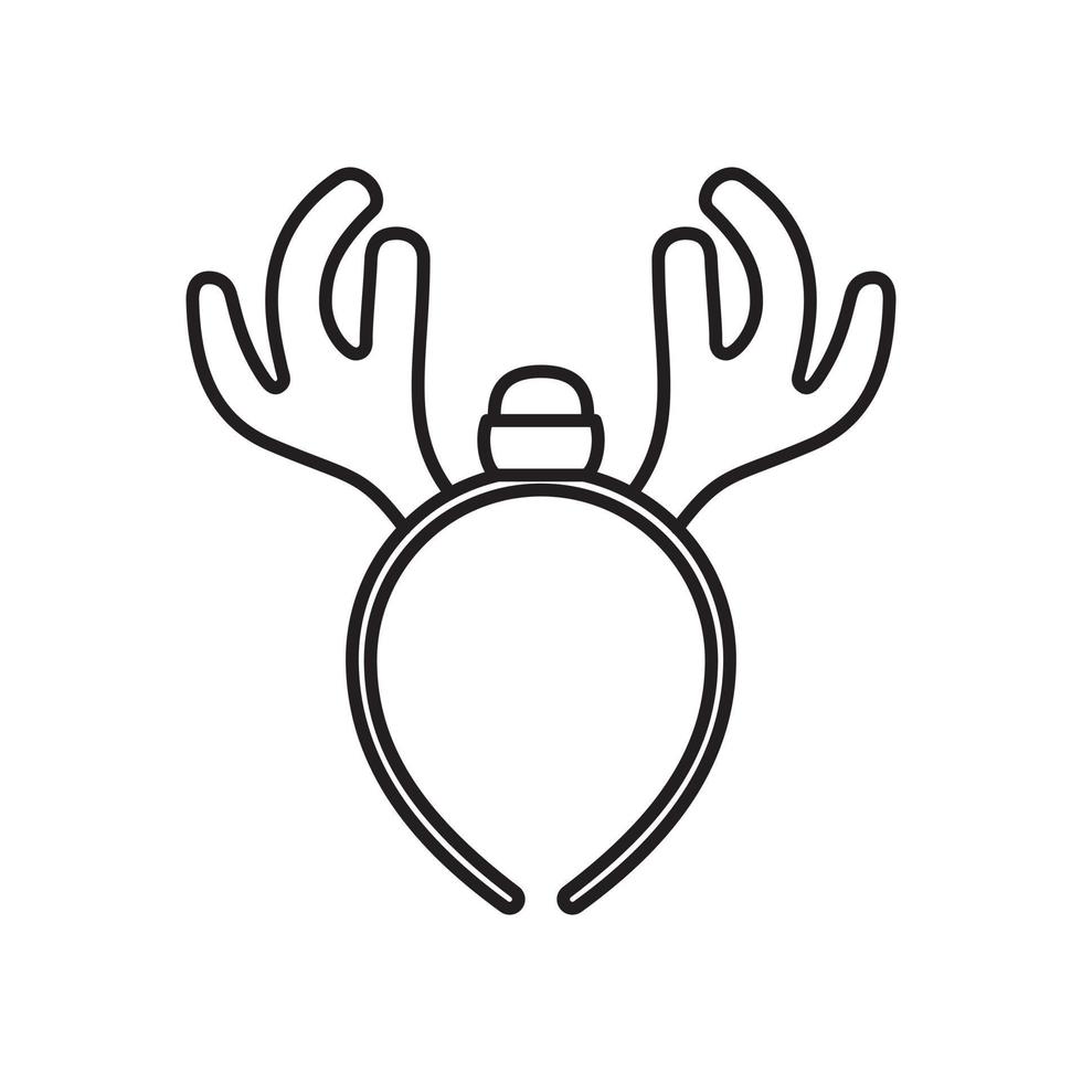 Christmas mask with brown reindeer antler isolated on light pink background, cartoon illustration. vector