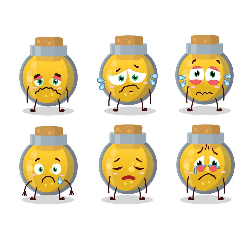 Golden potion cartoon character with sad expression vector