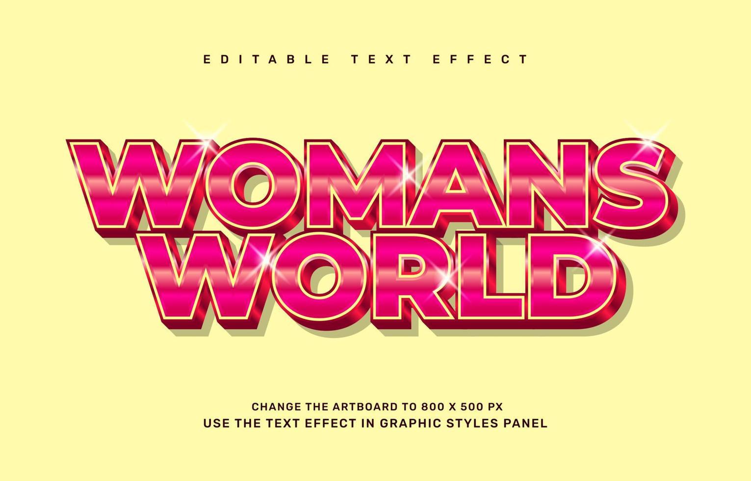 Woman world editable text effect template vector