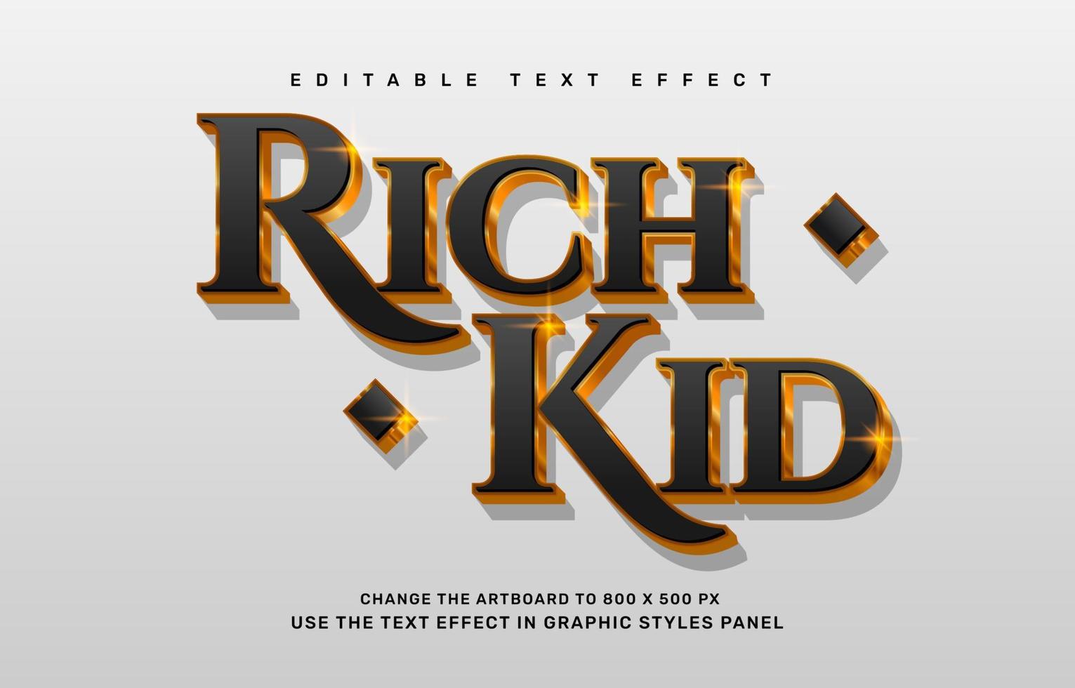 Gold luxury Rich kid editable text effect template vector