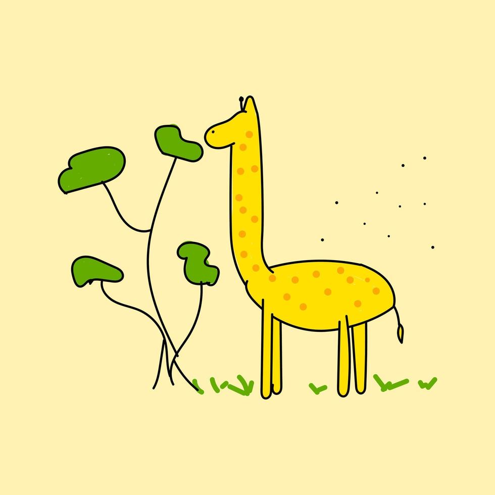 Cute giraffe eating leaves vector design for wallpaper, background, fabric and textile