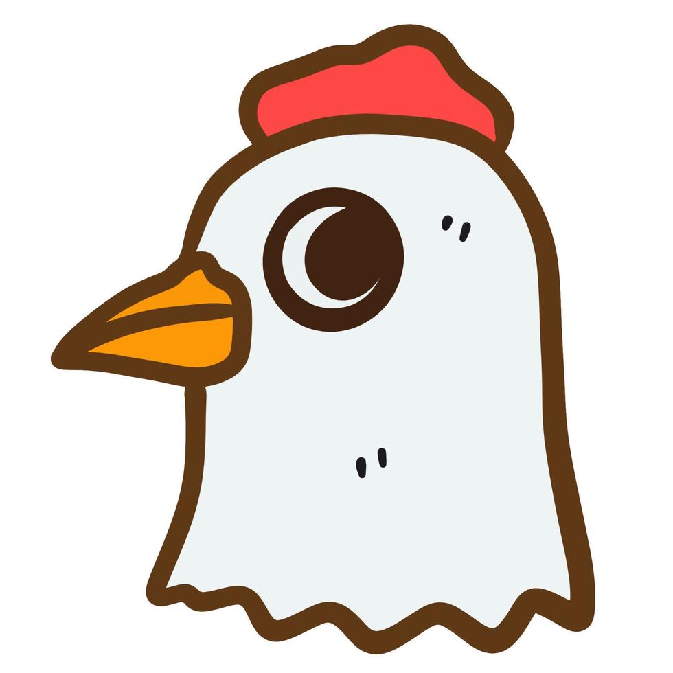 Hand drawn funny rooster head cartoon illustration isolated on white vector