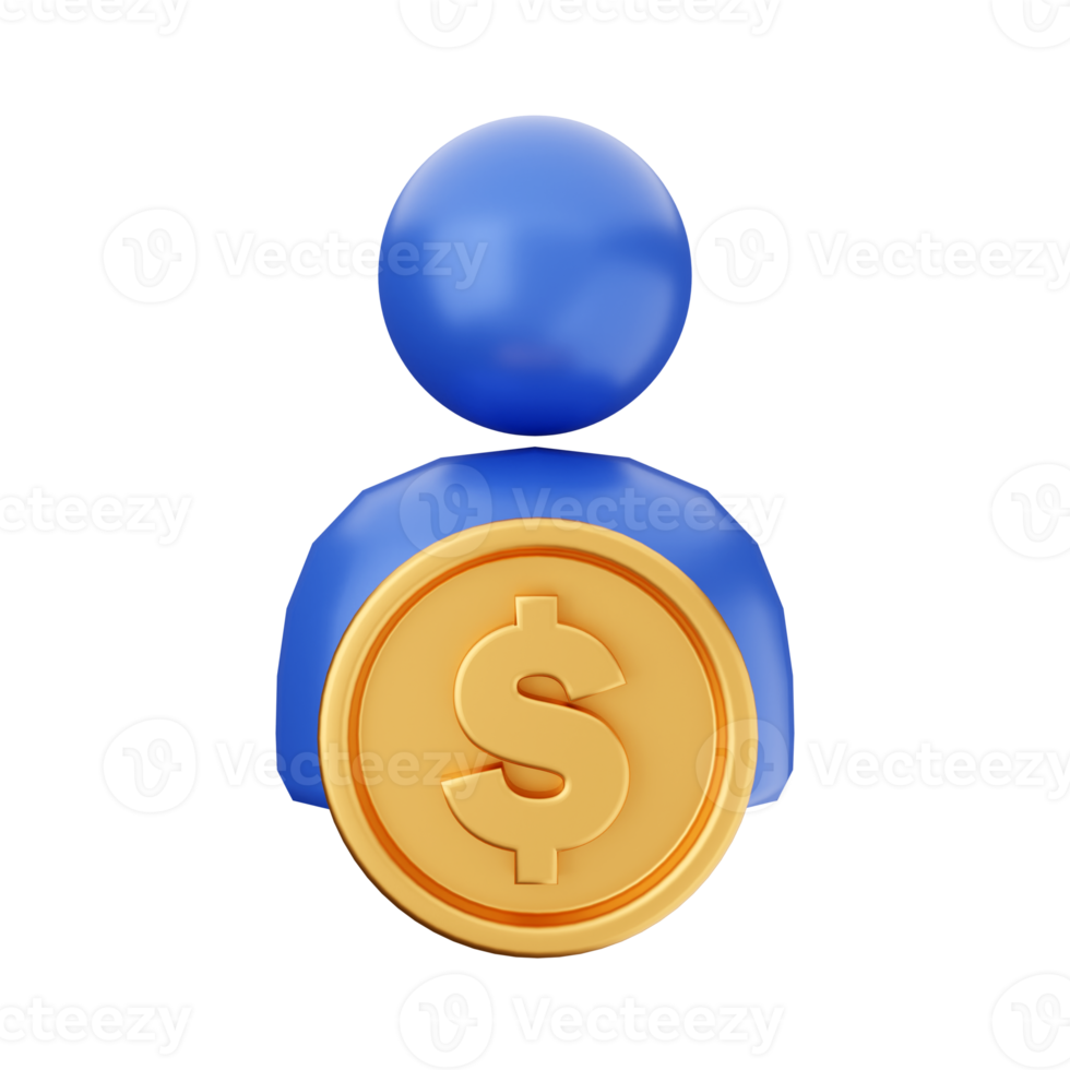 3d dinero dólar moneda icono ilustración png