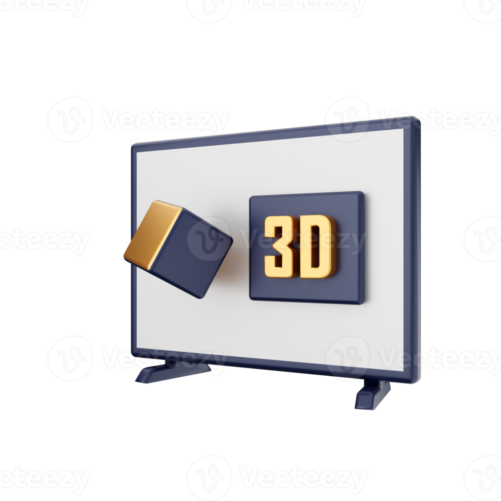 3d smart tv icon illustration png