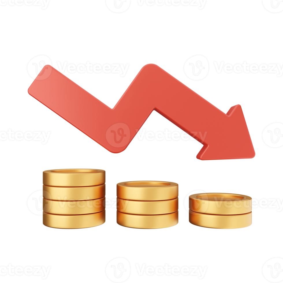 3d incrementar disminución dinero financiero y negocio png