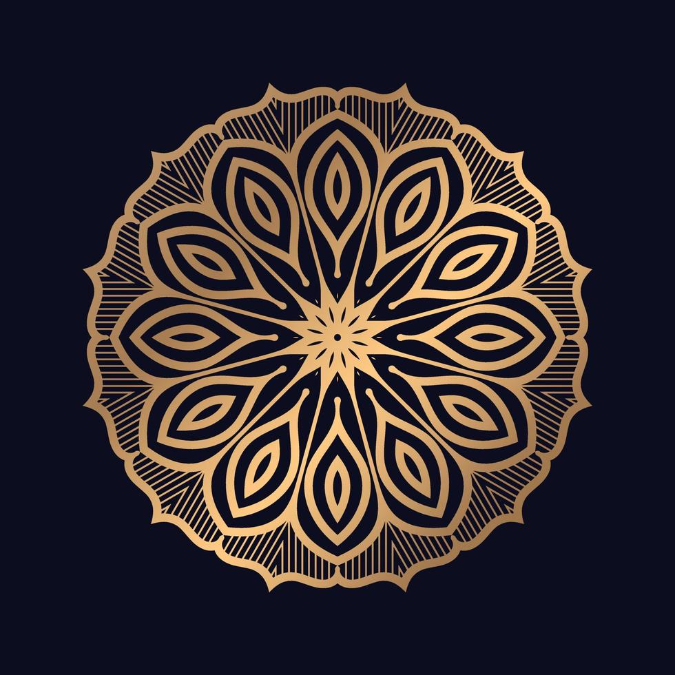 Islamic geometric mandala in golden color design background vector