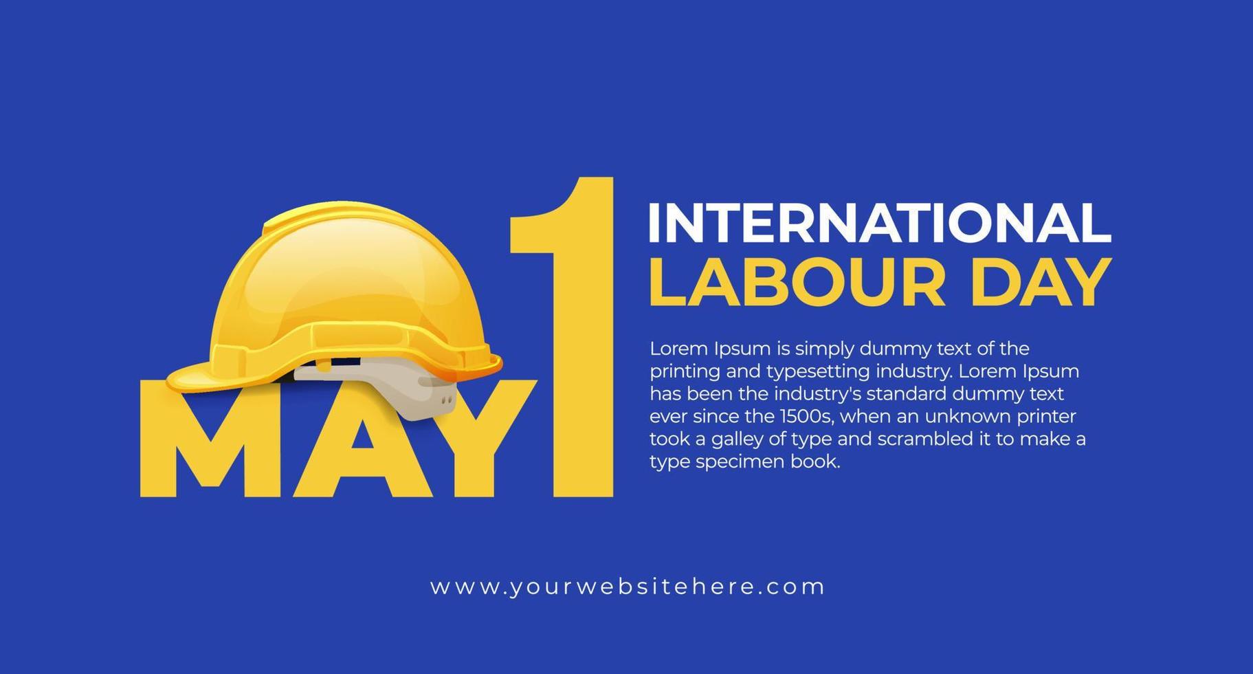 International labour Day May 1 Banner With Safety Helmet Illustration Concept vector