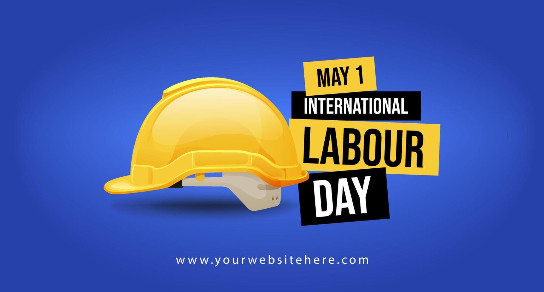 International labour Day May 1 Banner With Safety Helmet Illustration Concept vector