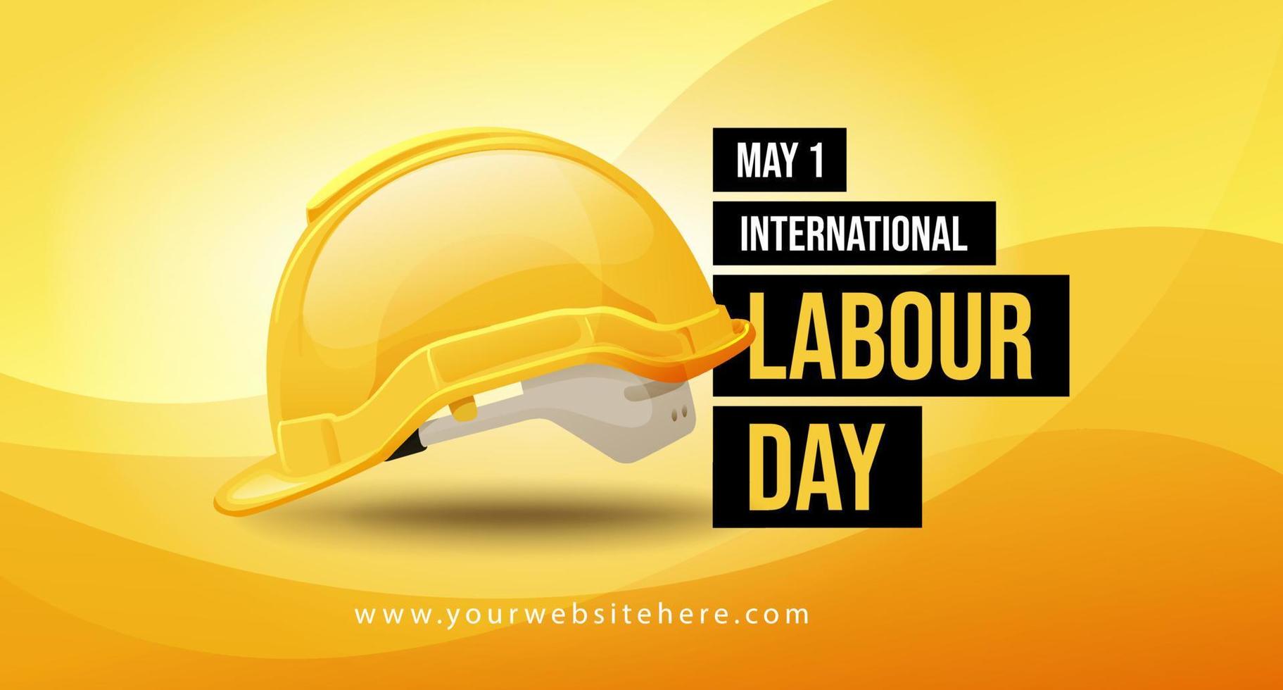 International labour Day May 1 Banner With Safety Helmet Illustration Concept vector