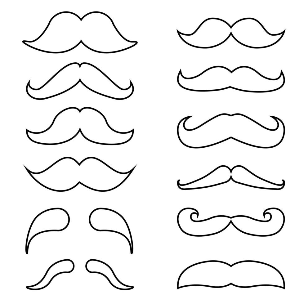 Mustache vector icon set. barber illustration symbol collection.