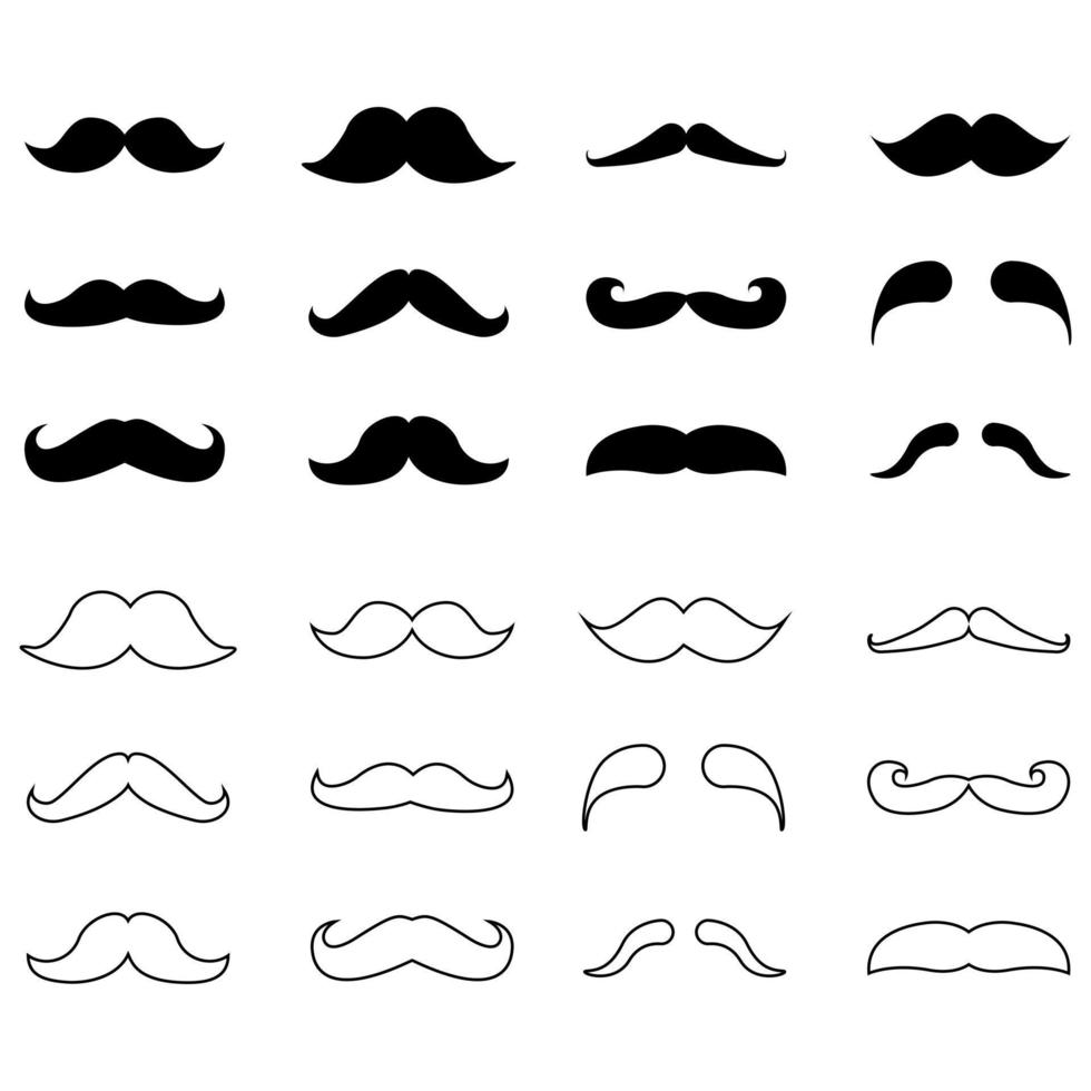 Bigote vector icono colocar. Barbero ilustración símbolo recopilación.