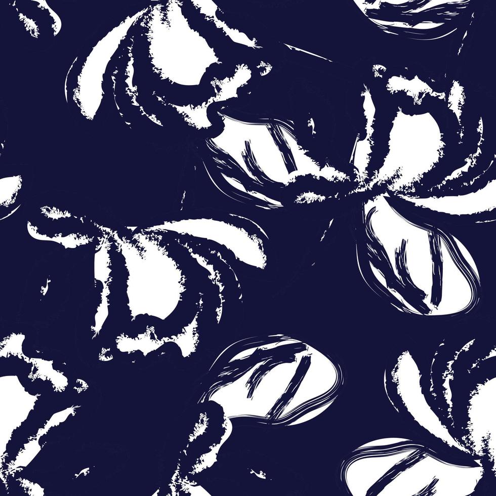 Navy Abstract Floral Seamless Pattern Design vector