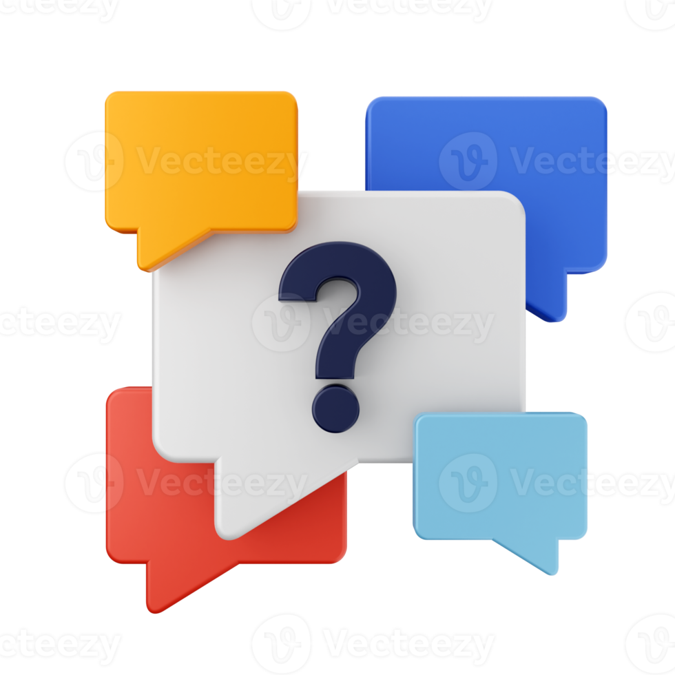 3d frequently asked questions icon illustration render png