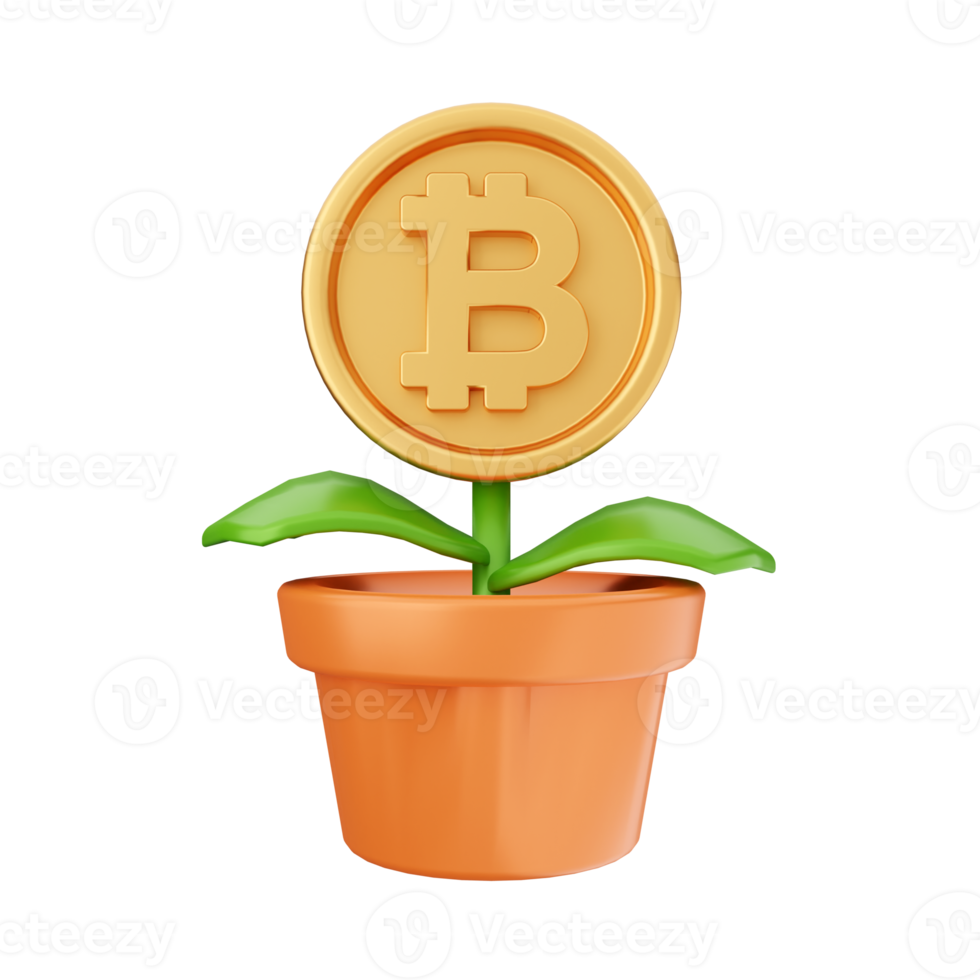 3d bitcoin cryptocurrency icon illustration png