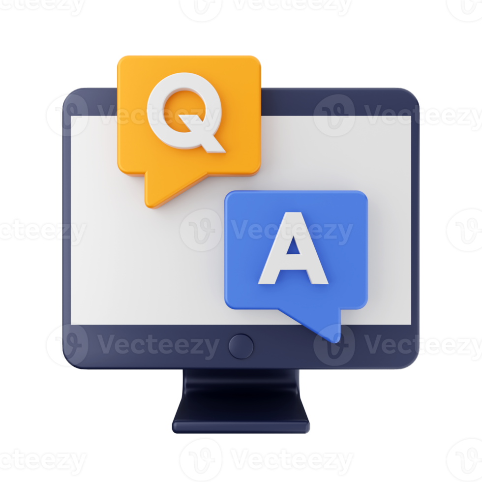 3d frequently asked questions icon illustration render png