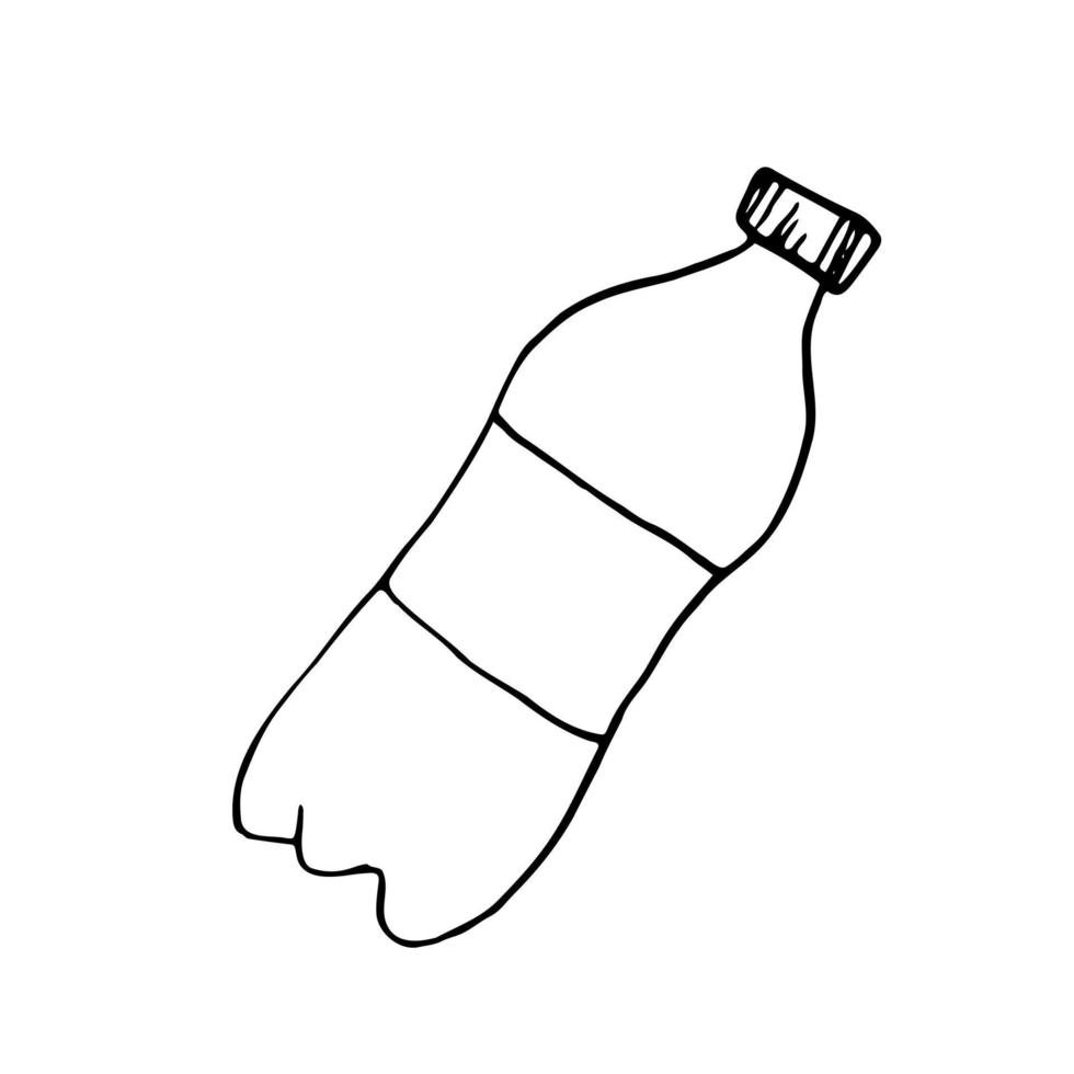 Vector Single Sketch Plastic Bottle of Water. plastic bottle, container, vector sketch illustration