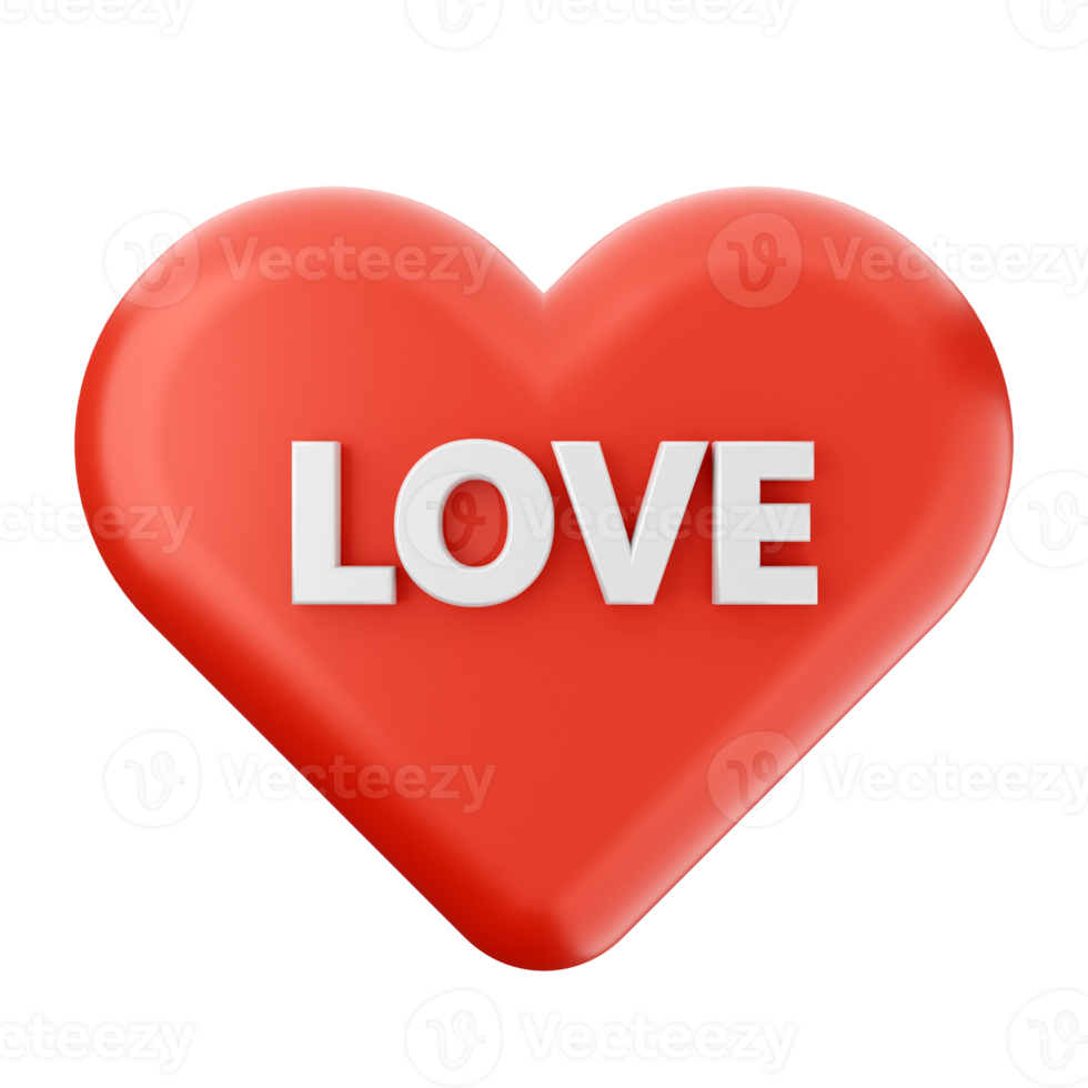 3d valentines day icon illustration love heart render png