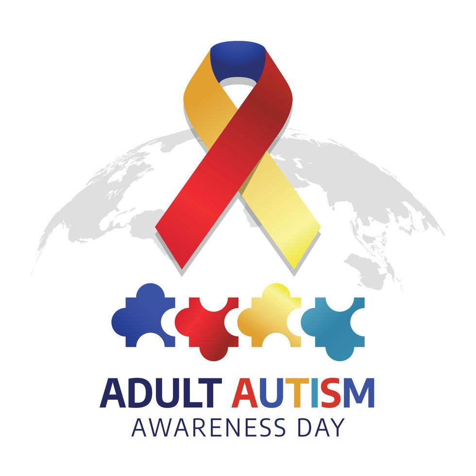 adult autism awareness day. autism awareness day. adult autism vector greeting illustration for event. flat illustratiion ribbon.