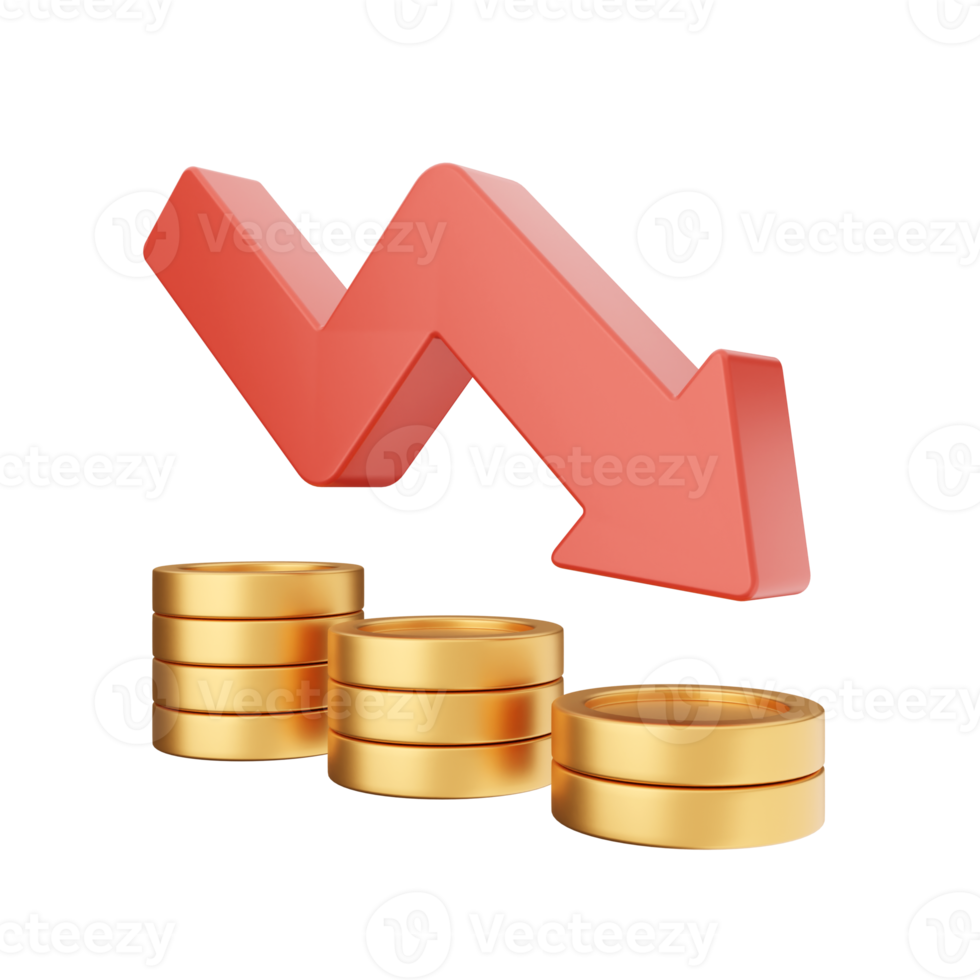 3d incrementar disminución dinero financiero y negocio png