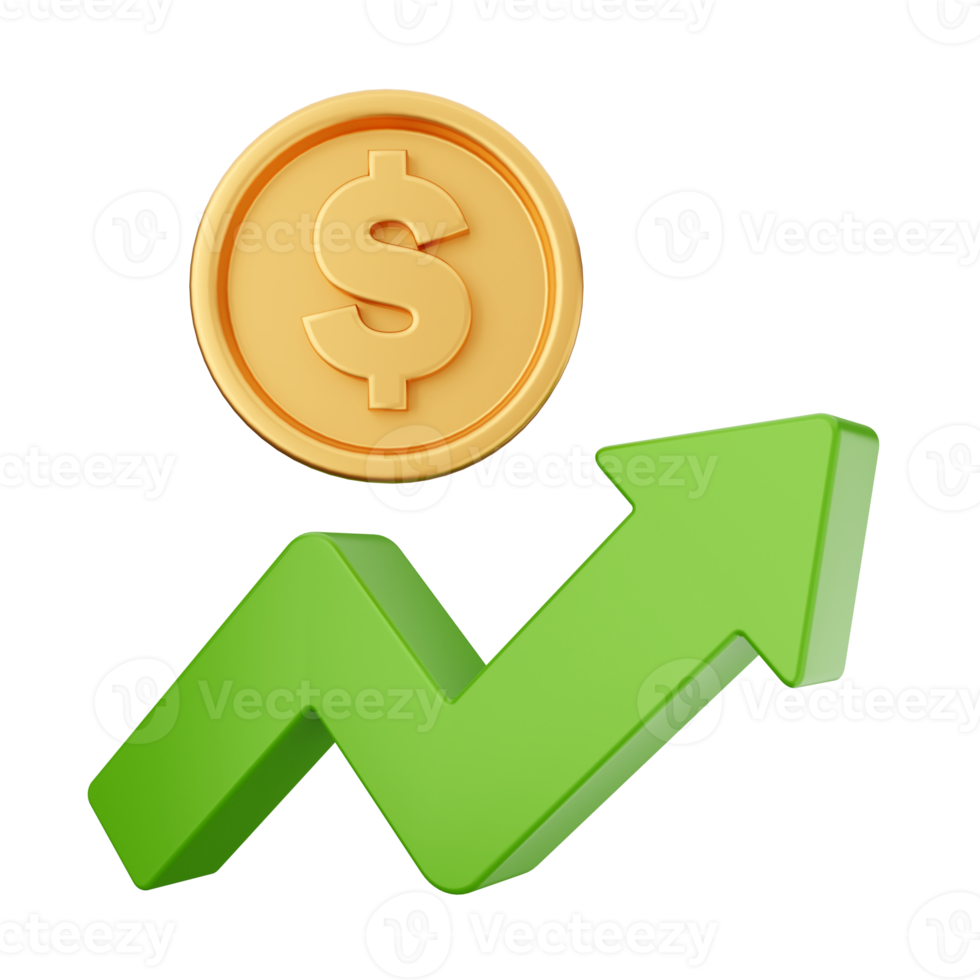 3d incrementar disminución dinero financiero y negocio png