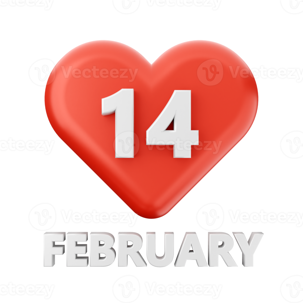 3d valentines day icon illustration love heart render png