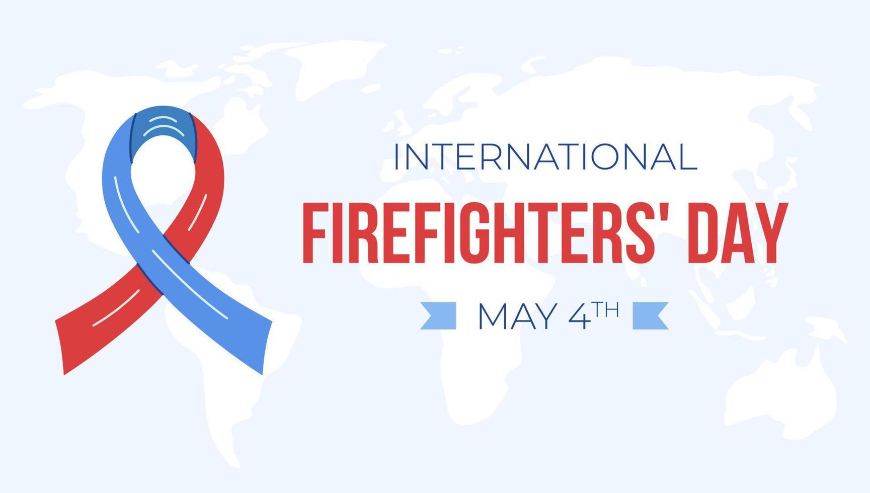 Horizontal background for international firefighters day. Template with red and blue color ribbon. vector