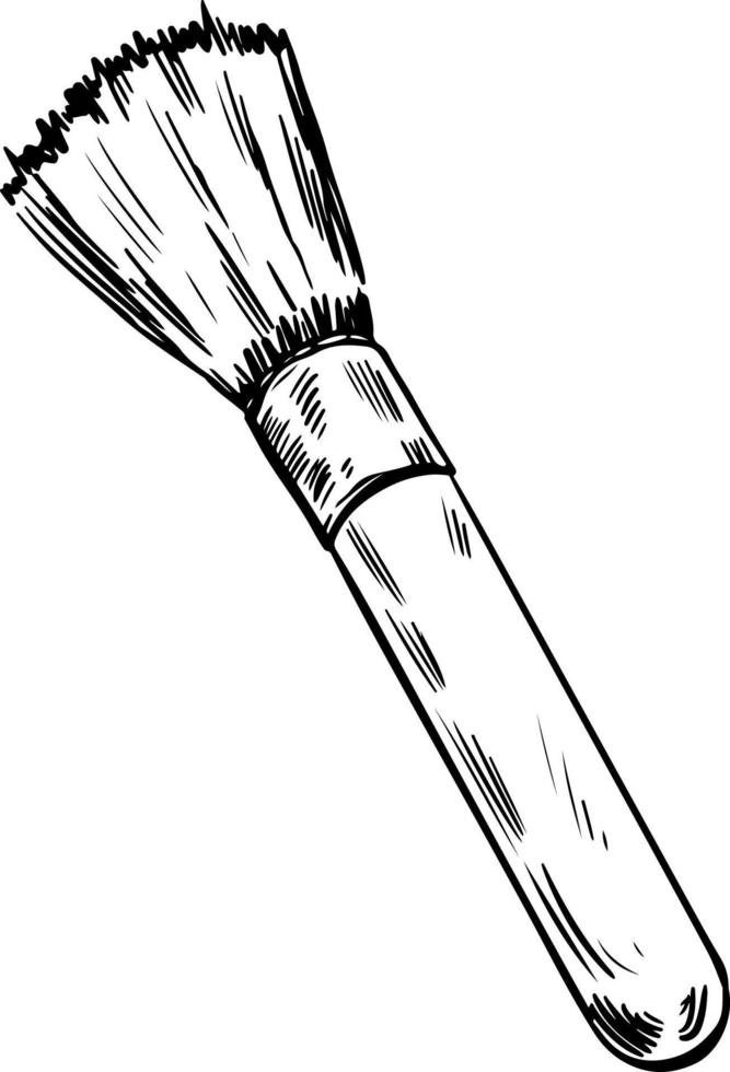 Lineart sketch of make up brush isolated black outline on white background vector