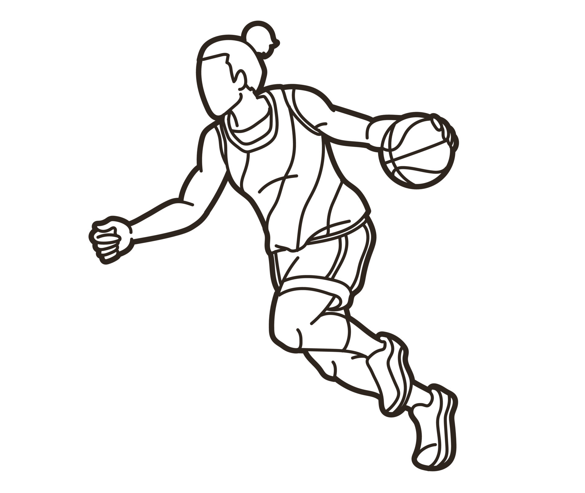 Outline Basketball Female Player Action 22361694 Vector Art at Vecteezy